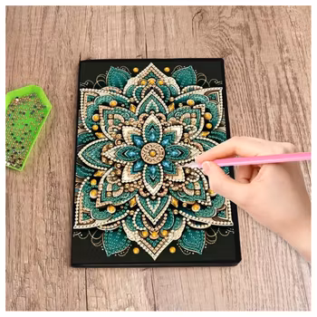 Diamond Painting Olinjerad Skrivbok 50 sidor Grön Mandala