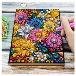 Diamond Painting Olinjerad Skrivbok 50 sidor Flowers