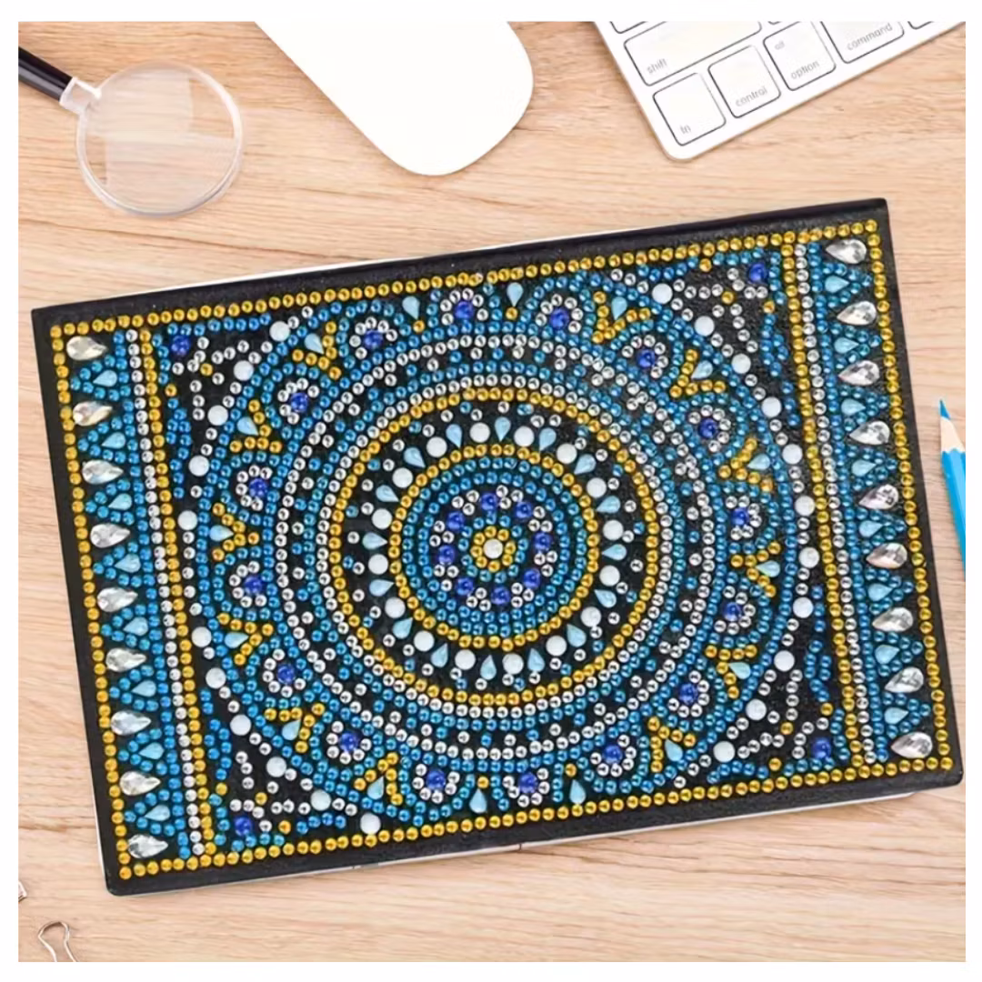 Diamond Painting Olinjerad Skrivbok 50 sidor Mandala Gull Och Blå