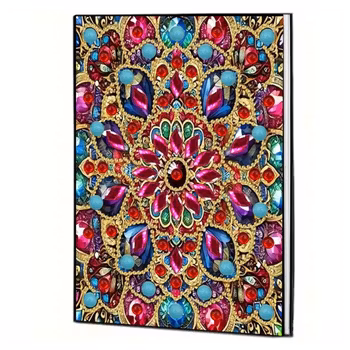 Diamond Painting Olinjerad Skrivbok 50 sidor Mandala Rubin