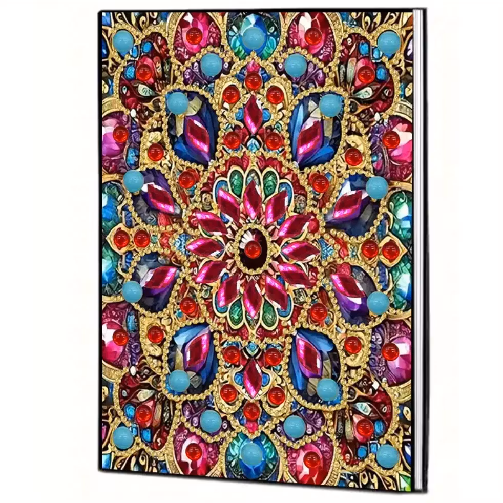 Diamond Painting Olinjerad Skrivbok 50 sidor Mandala Rubin