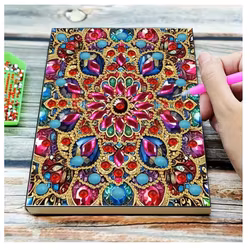 Diamond Painting Olinjerad Skrivbok 50 sidor Mandala Rubin