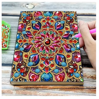 Diamond Painting Olinjerad Skrivbok 50 sidor Mandala Rubin