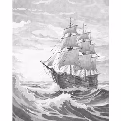 One Color Dot Painting Ship 40x50