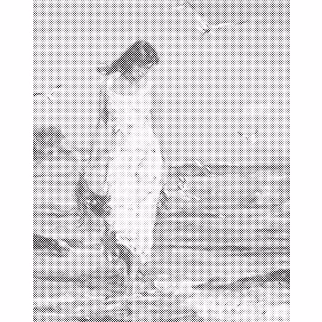 One Color Dot Painting Beach Walking 40x50