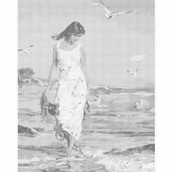 One Color Dot Painting Beach Walking 40x50