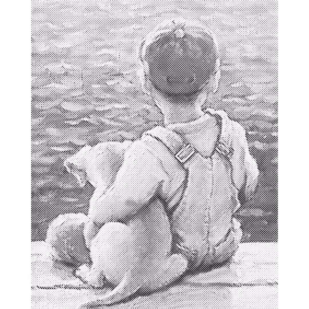 One Color Dot Painting Pojke På Brygga 40x50