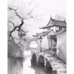 One Color Dot Painting Cherry Tree 40x50