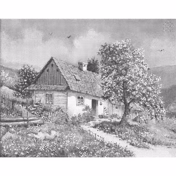 One Color Dot Painting Country House 40x50