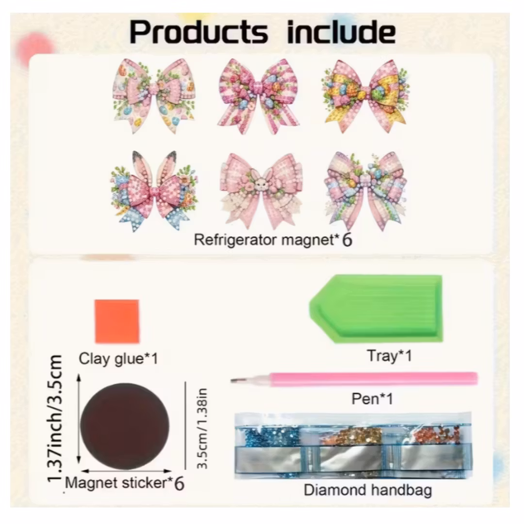 Diamond Painting Kylskåpsmagnet Rosett ca 7x7 cm