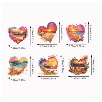 Diamond Painting Kylskåpsmagnet Beach Heart ca 7x7 cm