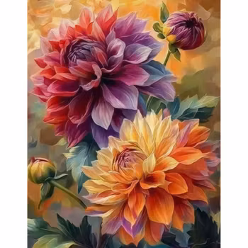 Diamanttavla Color Flowers 40x50