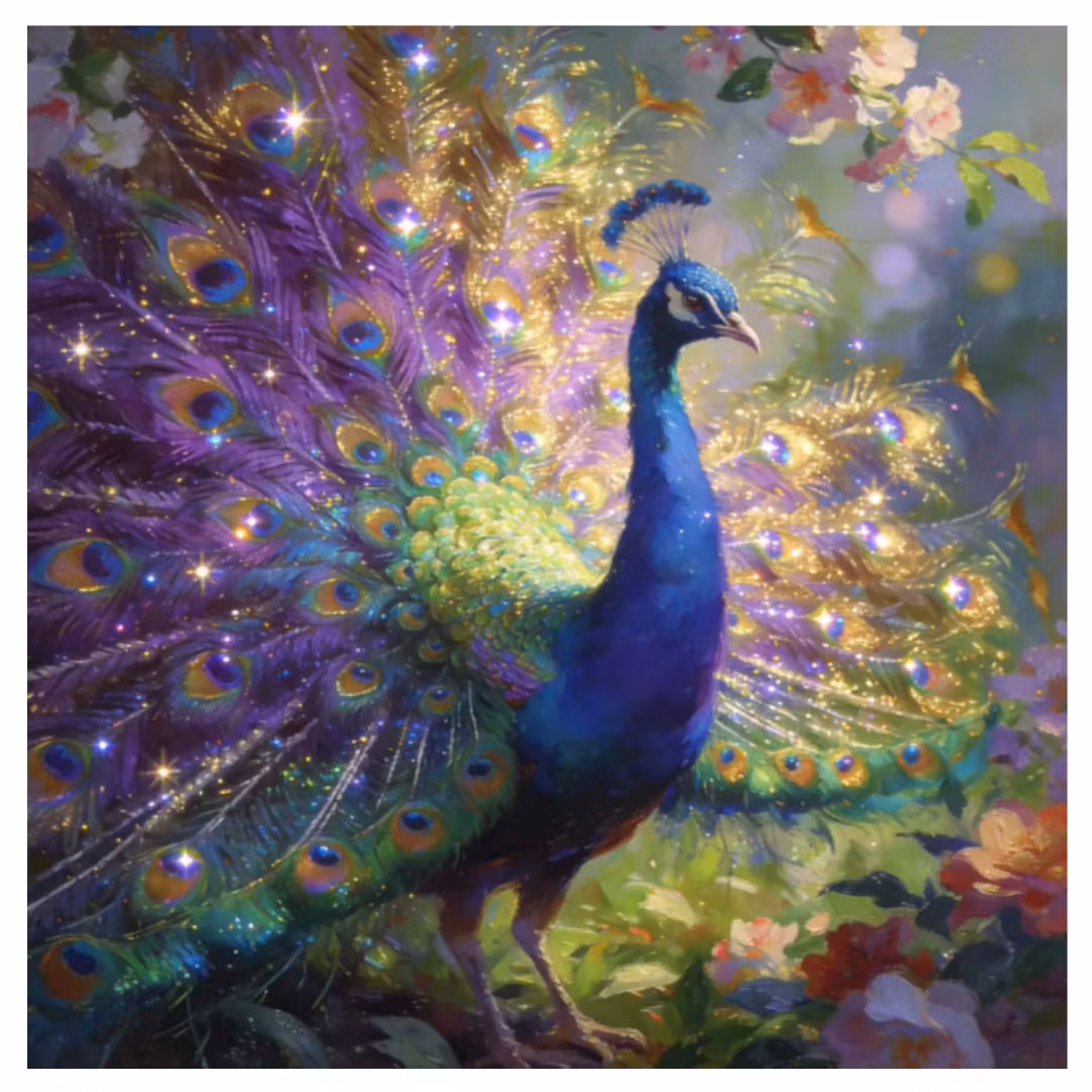 Diamanttavla Beautiful Peacock 40x40