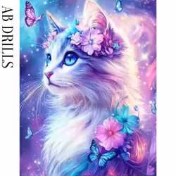 Diamanttavla AB Drills Cat And Butterflies 40x50