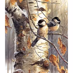 Diamanttavla Fåglar På Björkkvist 40x50