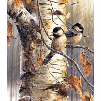 Diamanttavla Fåglar På Björkkvist 40x50