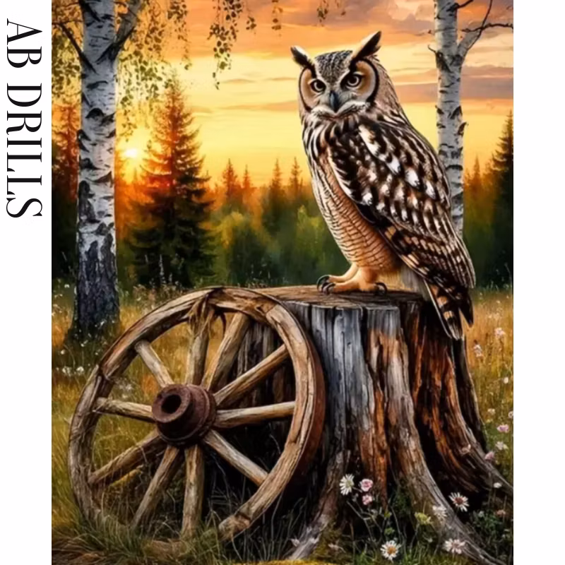 Diamanttavla AB Drills Uggla På Stubbe 40x50