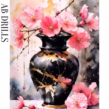 Diamanttavla AB Drills Blommor I Vacker Vas 40x50