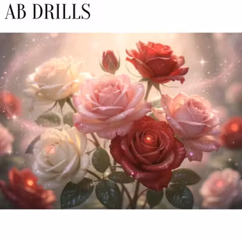 Diamanttavla AB Drills Sparkling Roses 40x50