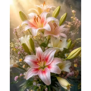 Diamanttavla Vackra Liljor 40x50