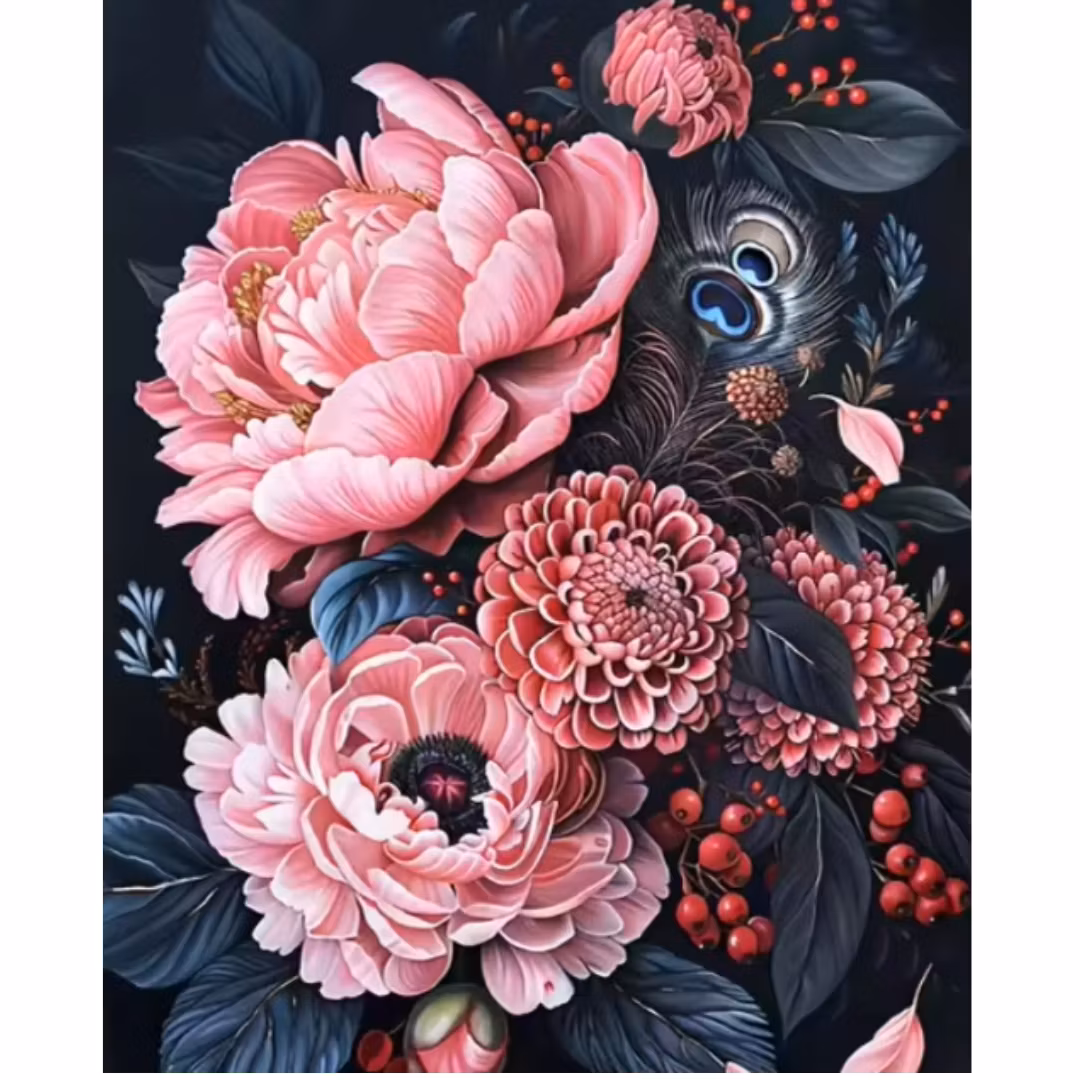 Diamanttavla Vackra Blommor 40x50