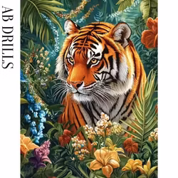 Diamanttavla AB Drills Tiger Exotic Flowers 40x50