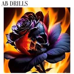 Diamanttavla AB Drill Skull Rose 40x40
