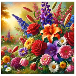 Diamanttavla Blomster 40x40