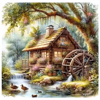 Diamanttavla Pittoresk Timmerstuga 50x50