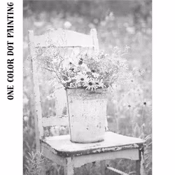 One Color Dot Painting Blommor På Stol 30x40