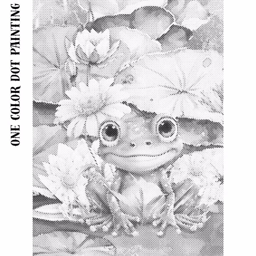 One Color Dot Painting Cute Frog 30x40