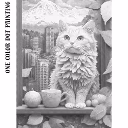 One Color Dot Painting Katt I Fönster 30x40