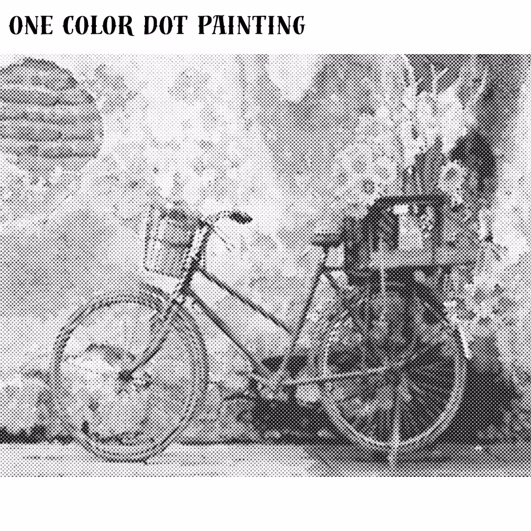 One Color Dot Painting Cykel Med Blommor 40x50