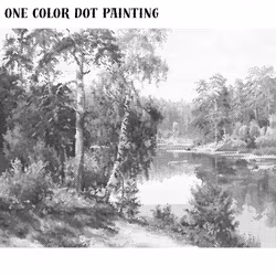 One Color Dot Painting Björkar Vid Å 40x50