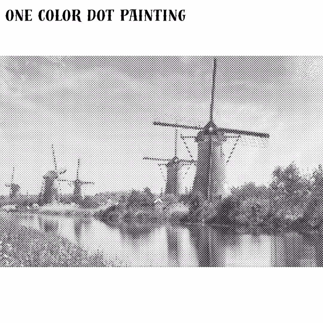 One Color Dot Painting Väderkvarnar 40x60