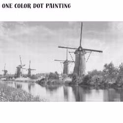 One Color Dot Painting Väderkvarnar 40x60