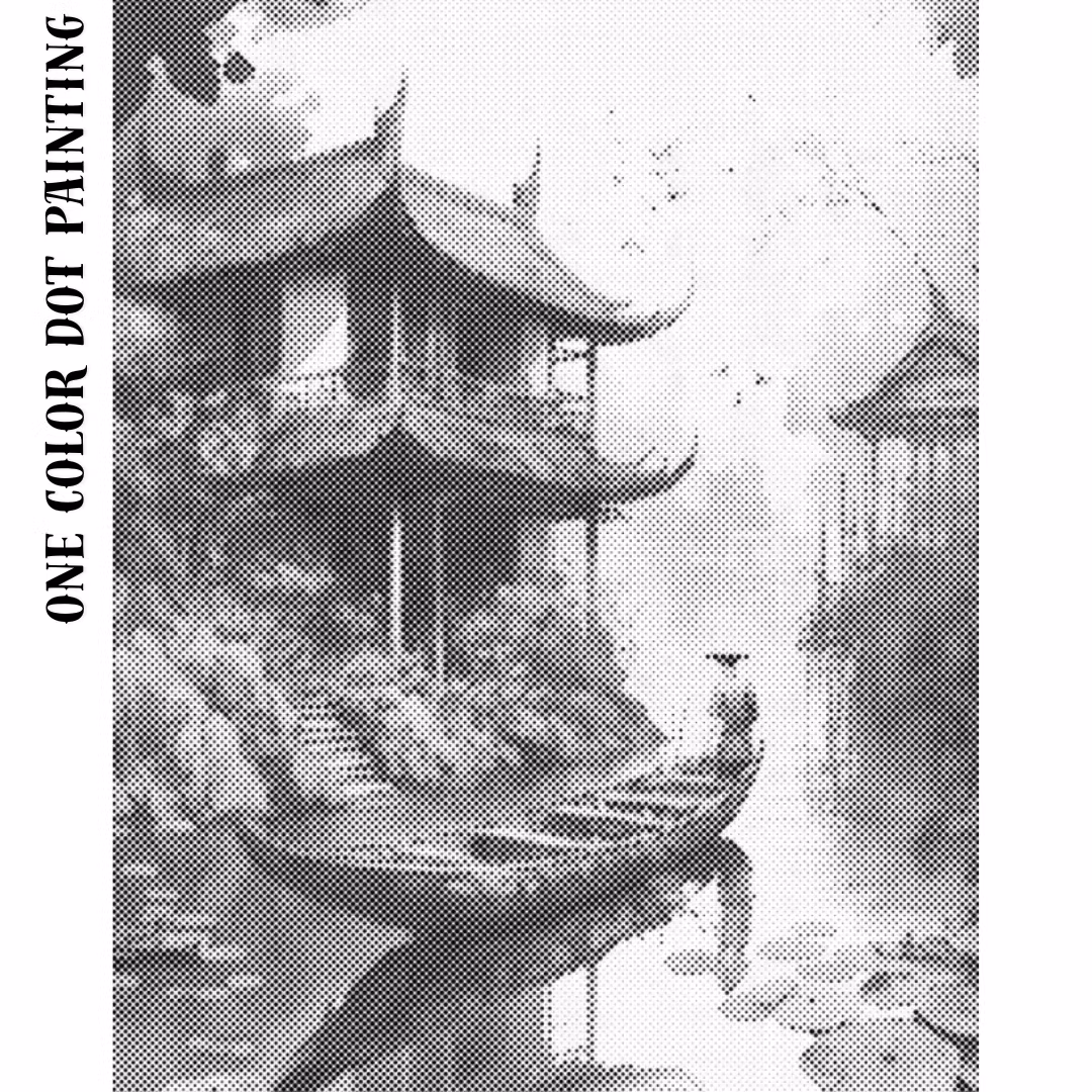 One Color Dot Painting Asian River Landscape 40x50