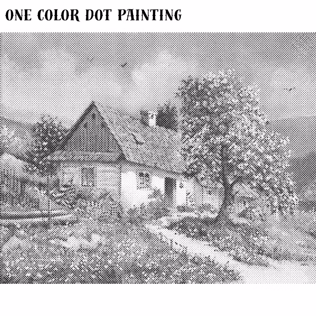 One Color Dot Painting Farmhouse 40x50