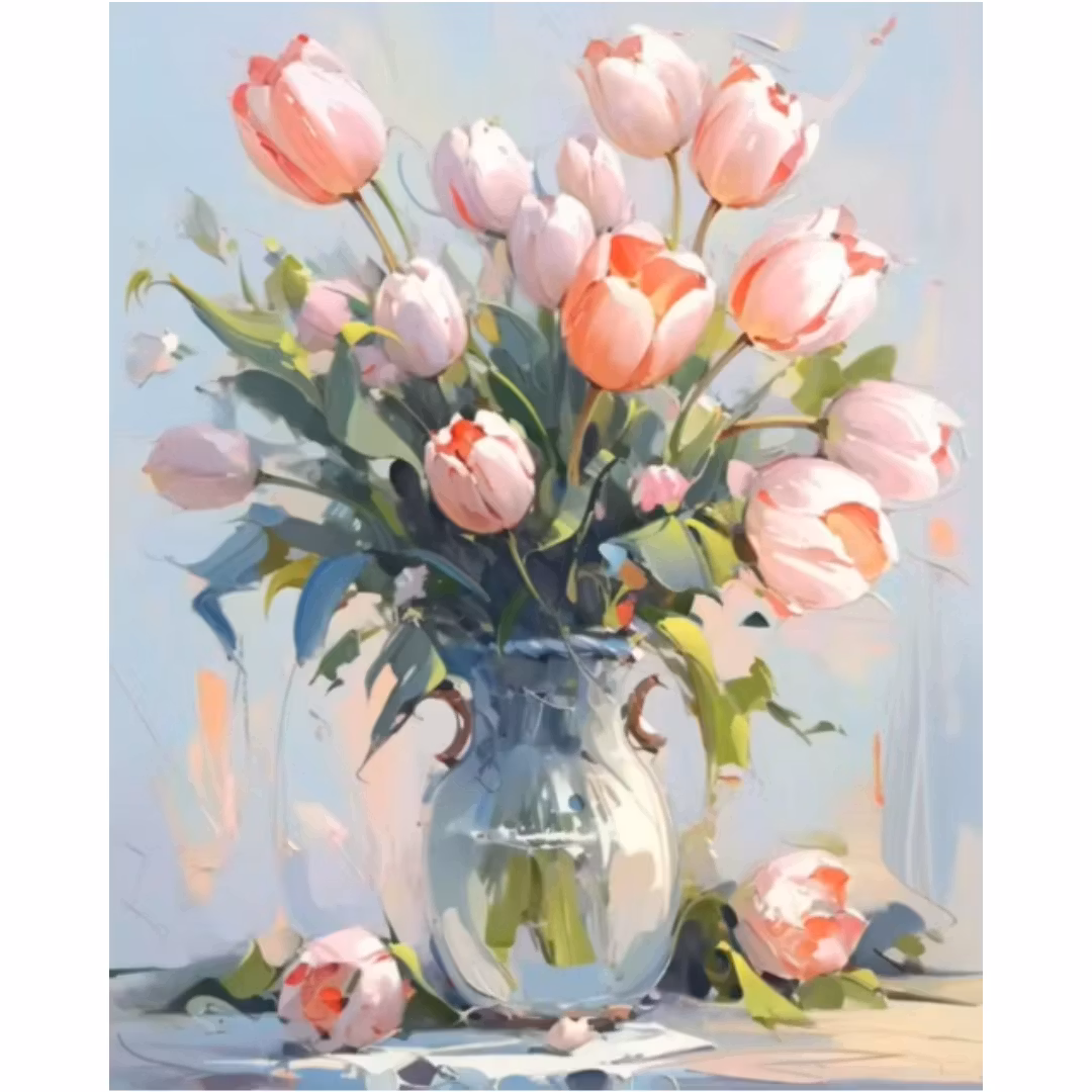 Diamanttavla Tulpaner I Vas 40x50