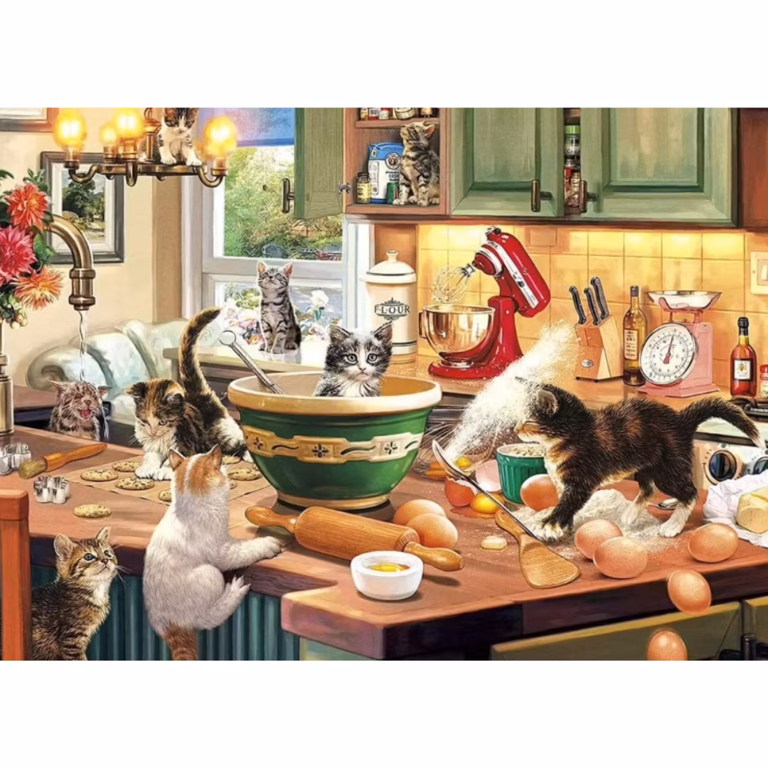 Diamanttavla Katter Köksstök 50x40