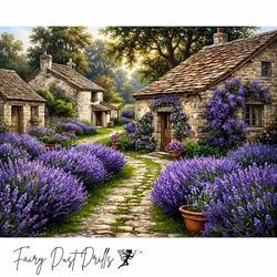 Diamanttavla Fairy Dust Drills Lavendel Garden 50x40