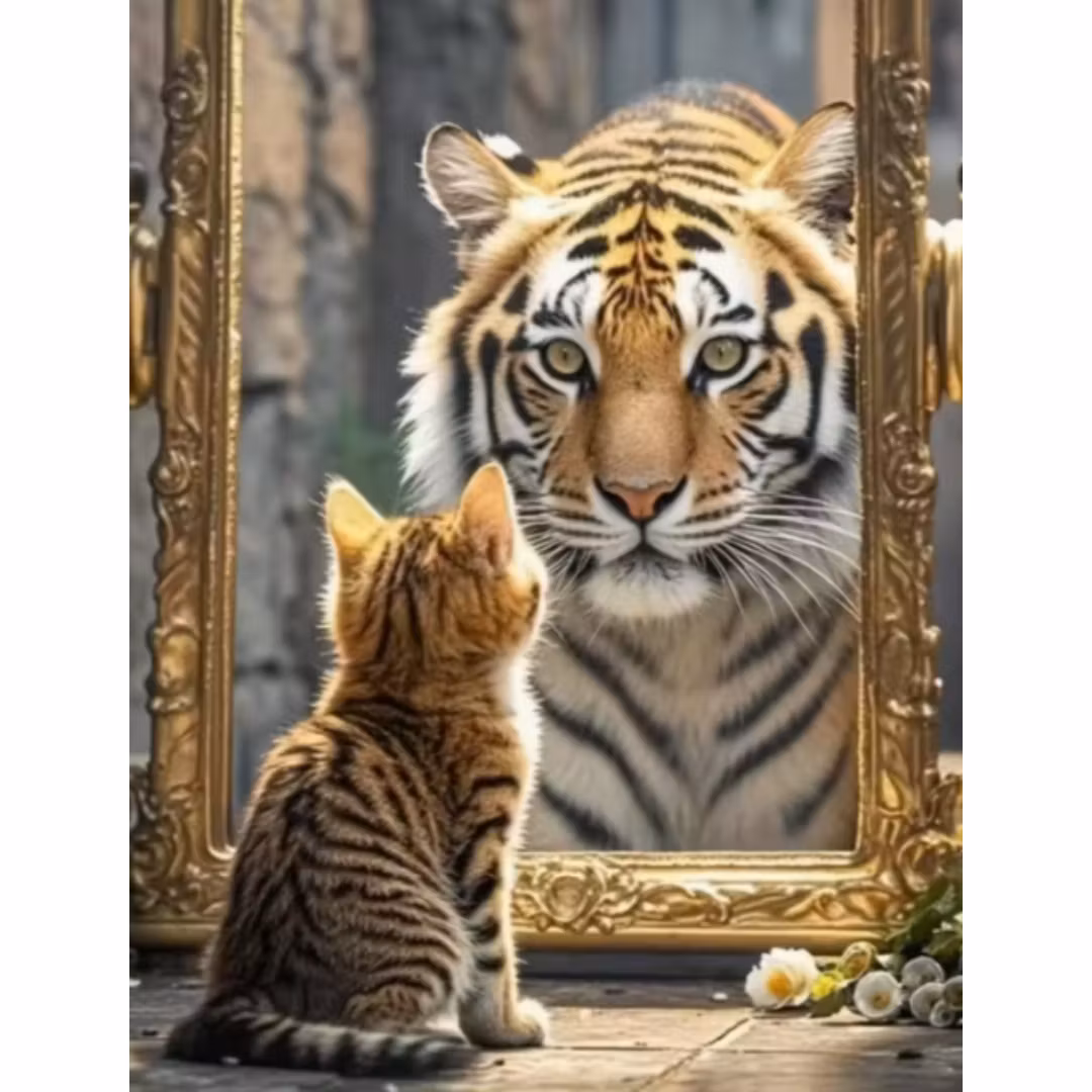 Diamanttavla Kitten Tiger 40x50