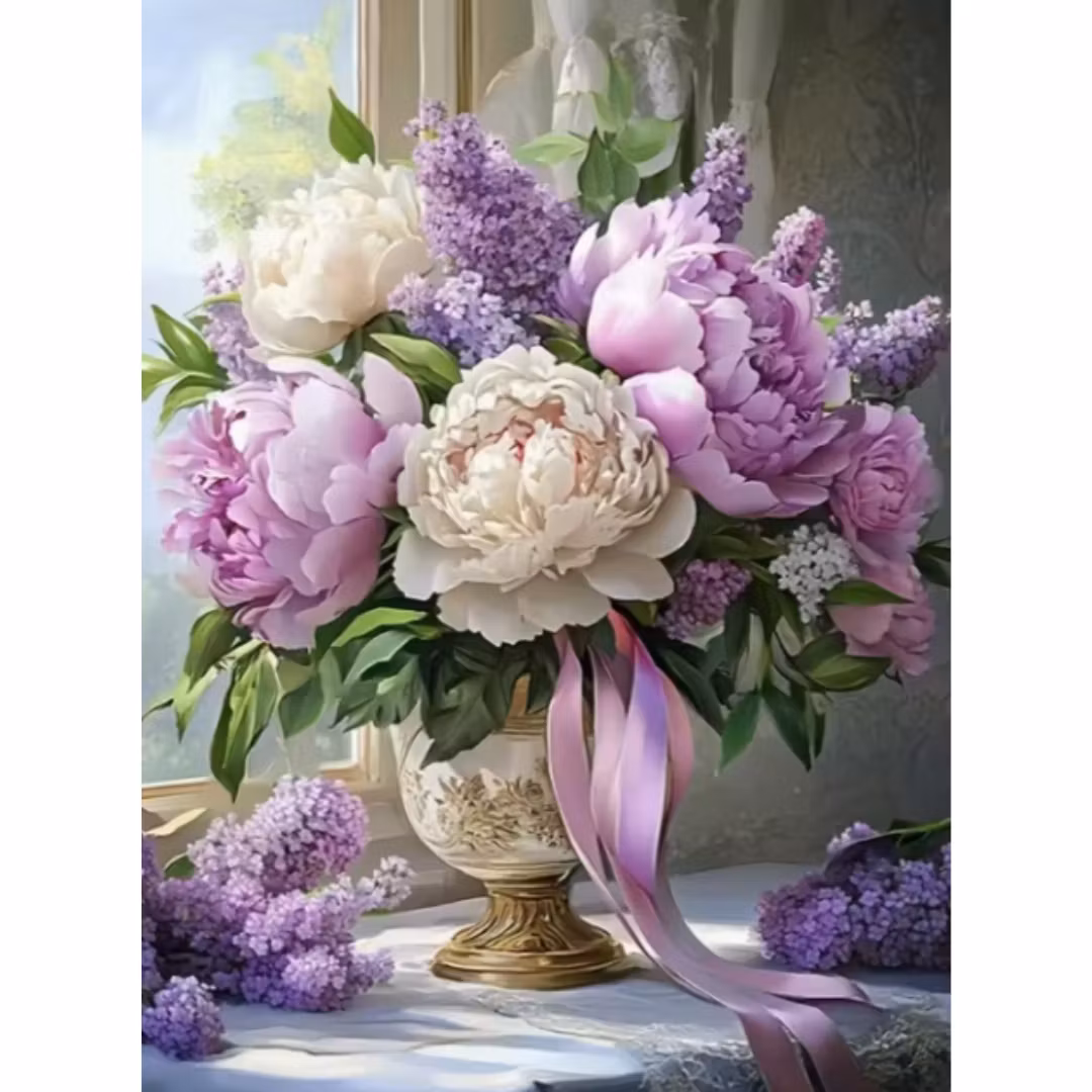 Diamanttavla Pioner Och Syrener 40x50