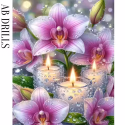 Diamanttavla AB Drills Butterfly Orchid And Candles 40x50