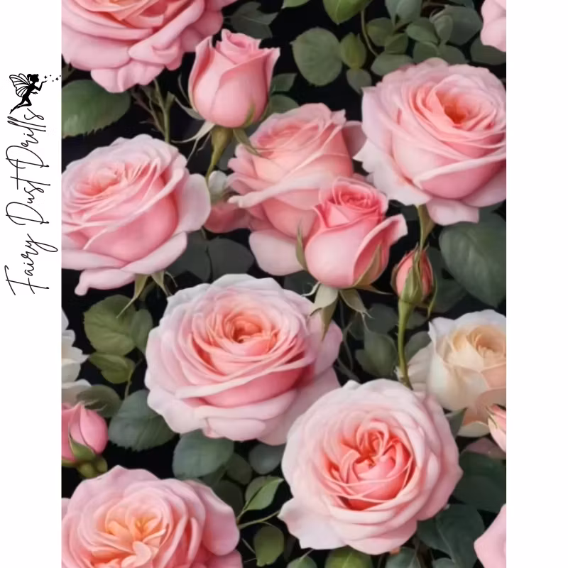 Diamanttavla Fairy Dust Drills Rosa Rosor 40x50