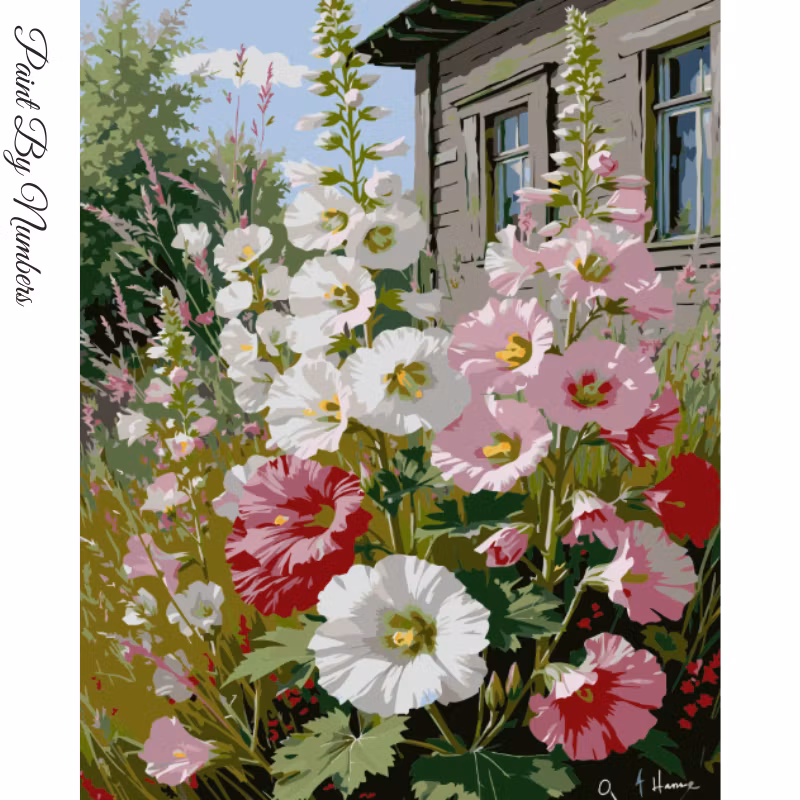 Paint By Numbers Stockrosor 40x50