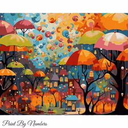 Paint By Numbers Town Umbrellas 40x50