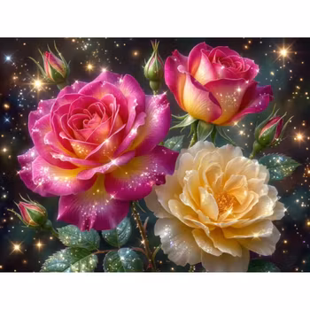 Diamanttavla Shining Roses 30x40 - Leverans vecka 13-14