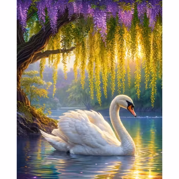 Diamanttavla Vacker Svan 40x50 - Leverans vecka 13-14