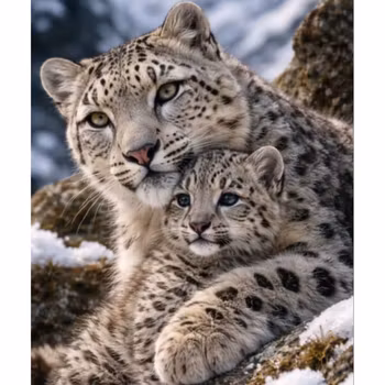 Diamanttavla Snöleoparder 40x50 - Leverans vecka 13-14